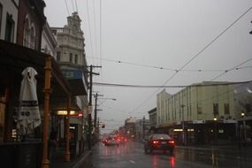 city street in the rain