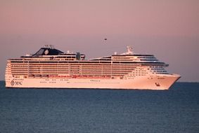 Cruise ship in morning sun
