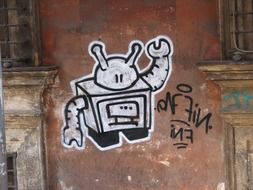 robot graffiti drawing