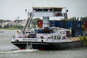 ship on the Rhine river Germany