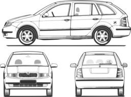 car drawings from different sides