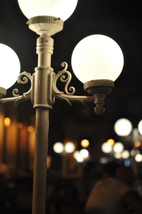 Lamp in the street at night