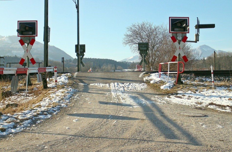 railway crossing on the road