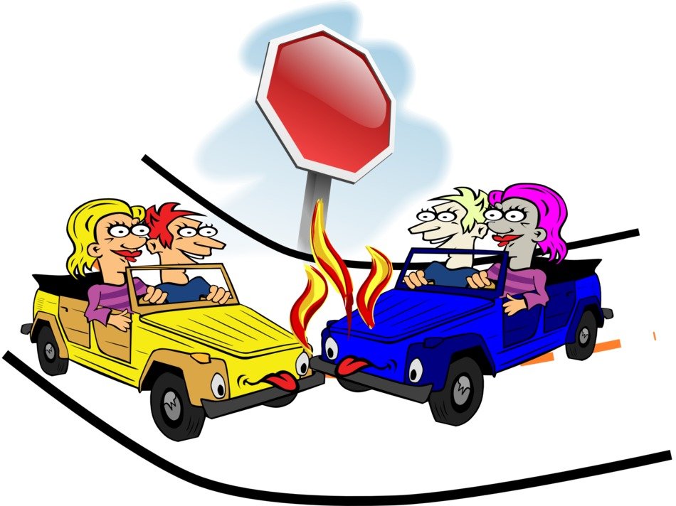 accident at a intersection as a graphic illustration