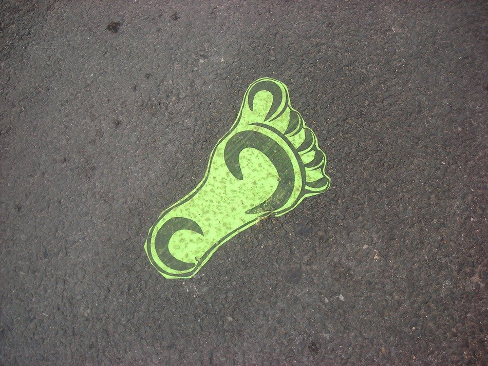 Green footprint on the street