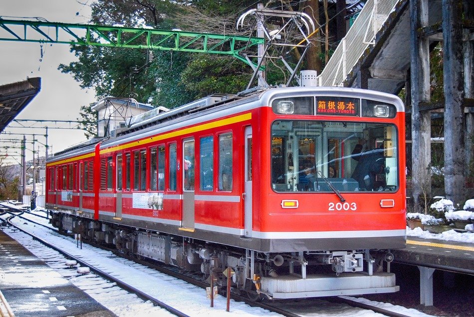 Train among the snow in Japan