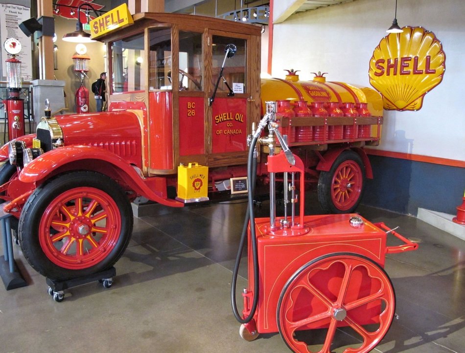 vintage gasoline delivery truck of shell company