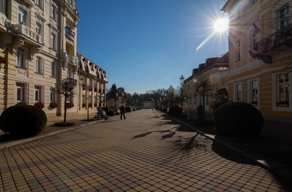 shopping street in Marianske Lazne, Czech Republic