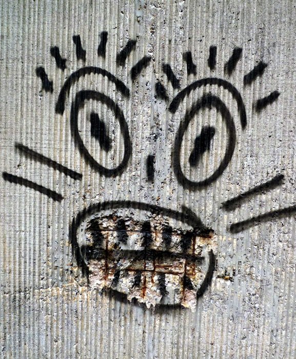 Black and white comic graffiti with the face
