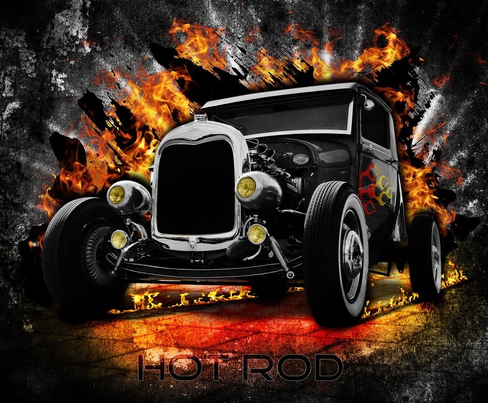 truck in flames of fire