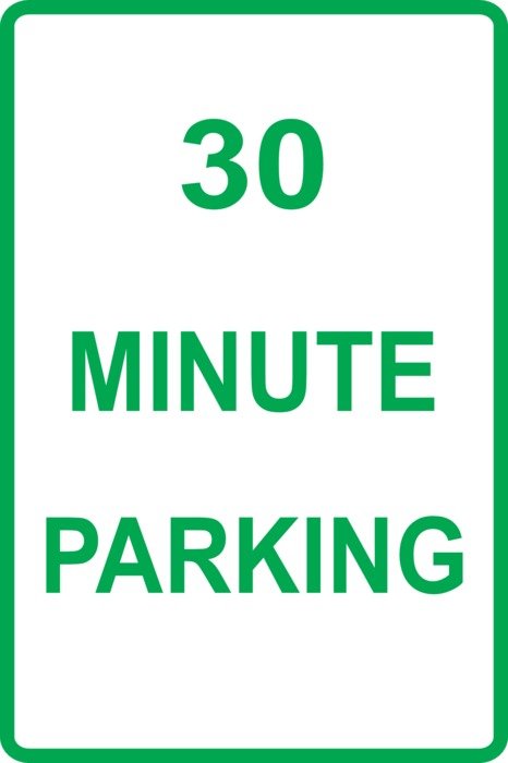 road sign with a message about a parking