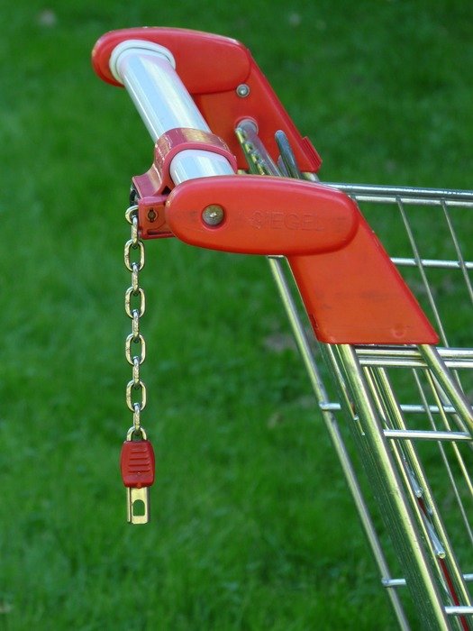 Coin deposit locks on the shopping cart