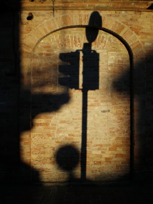 traffic light in the evening
