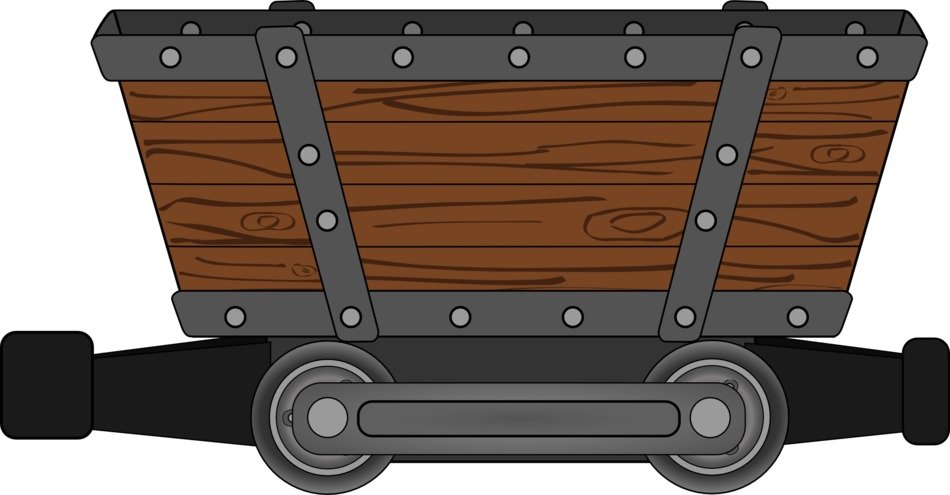 clipart of the wooden and metal mining car