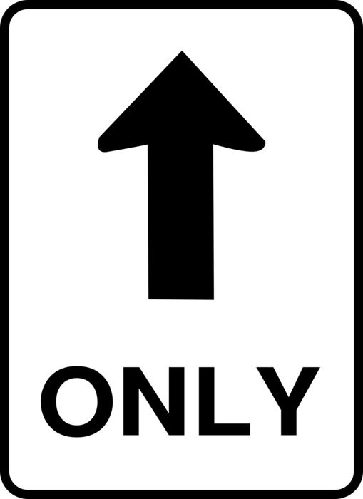 black and white direction road sign