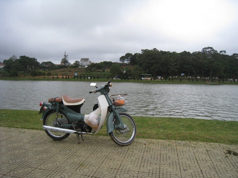 moped near the river