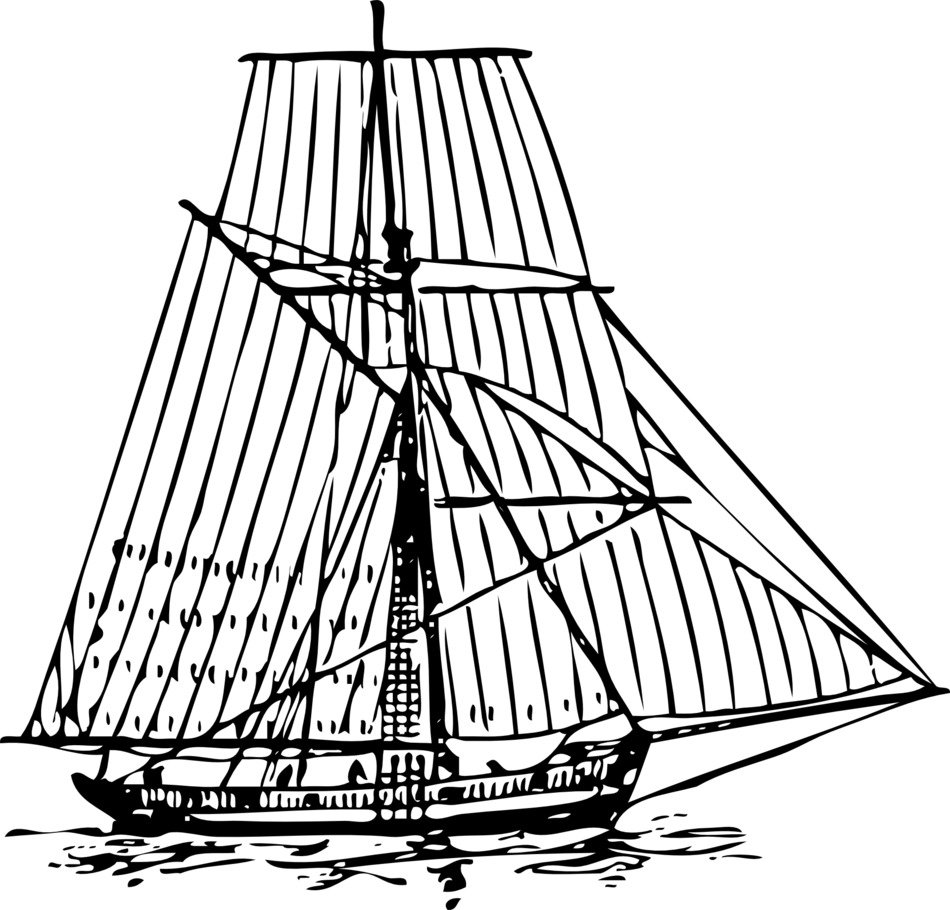 retro sailboat drawing