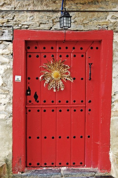 dry big flower on the red front door