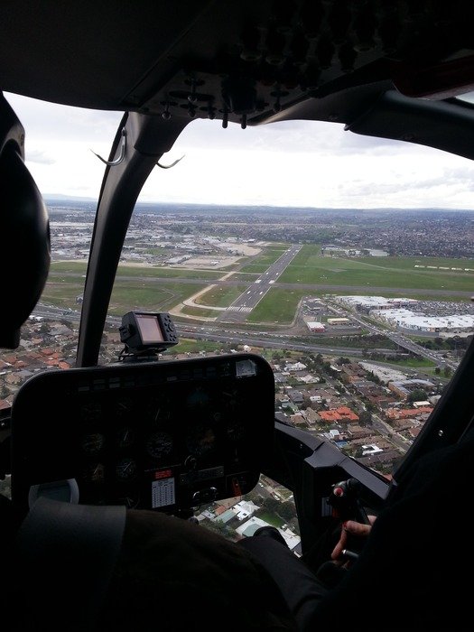 Captain and mate in the cockpit in a helicopter