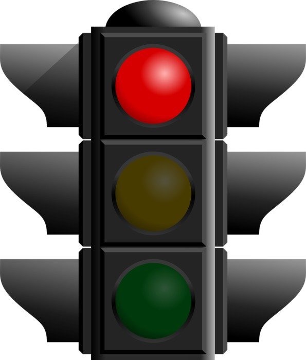 burning red light at the traffic light