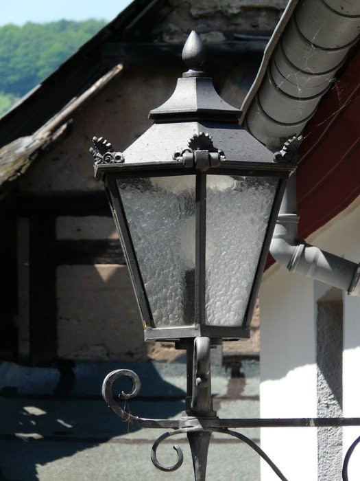 street lamp on the background of the house