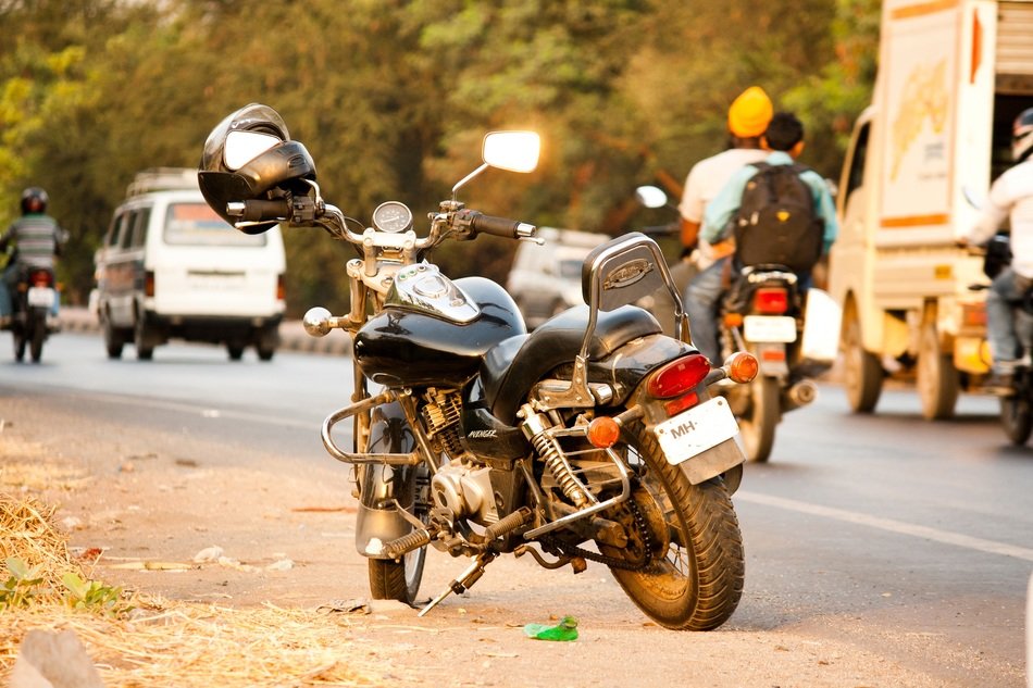 motorcycle trip and traffic on the road