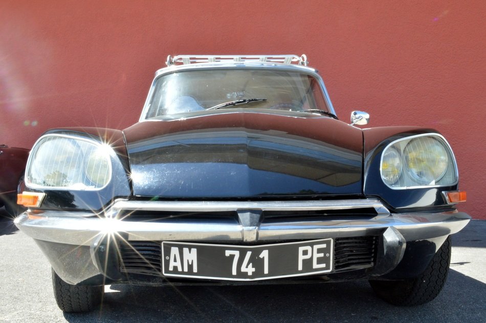 vintage car with license plate