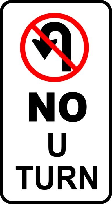 prohibition sign for the turn