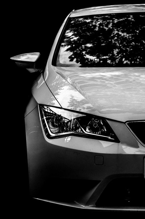 car side on black background