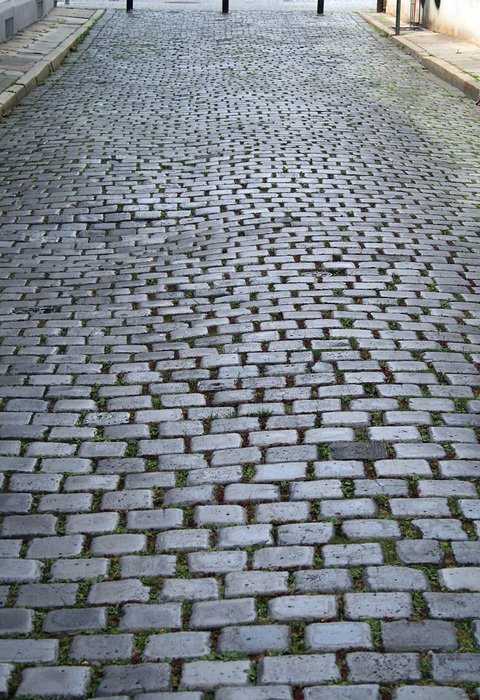 old paving stones on alley