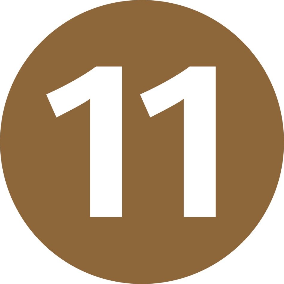 brown mark with the number '11'