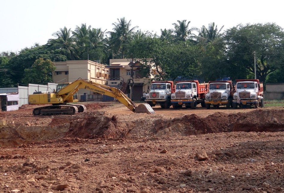 earth mover and construction trucks in Dharwad, India