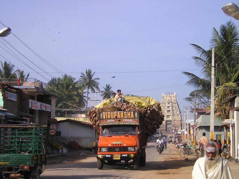 overloaded truck on the road