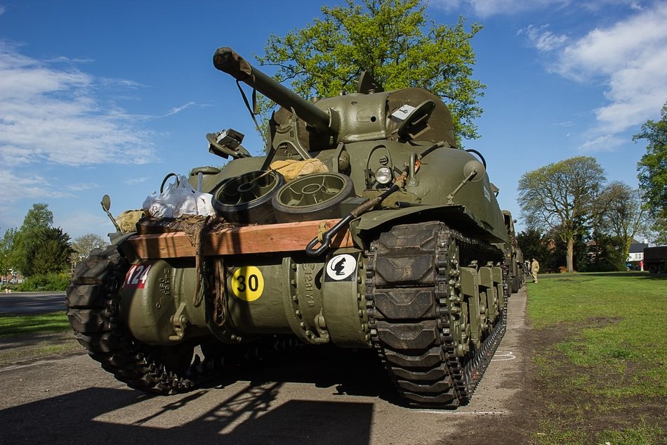 military vehicle on the road
