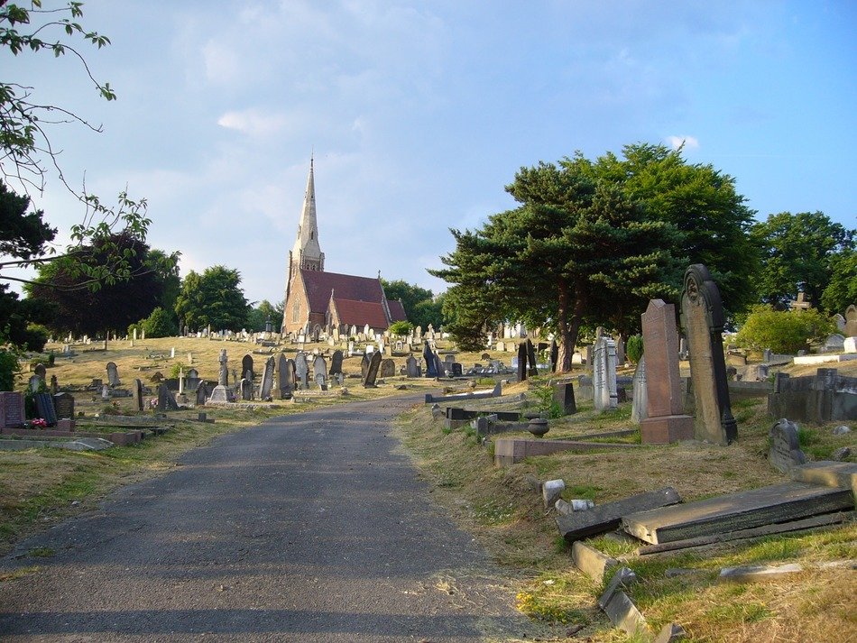 road among cemeteries in england