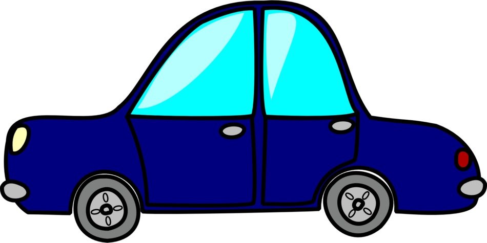 drawing of a blue car with blue windows on a white background