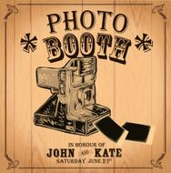 Vintage Photo booth design template on wood background