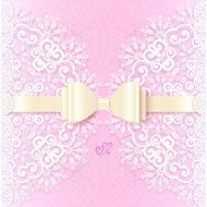 Vintage wedding card template with white bow N2
