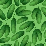 Seamless vector pattern with fresh ripe cucumbers