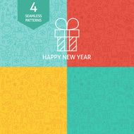 Thin Line Happy New Year Holiday Patterns Set