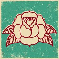 Retro Screen Print Tattoo Style Rose