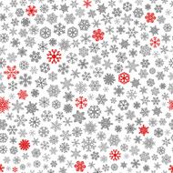 Seamless pattern of snowflakes red and gray on white N3