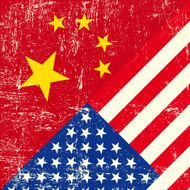 USA and Chinese grunge Flag