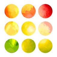 Bright green red yellow watercolor spots background Mixed blots