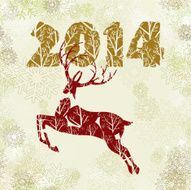 New year&#039;s 2014 reindeer christmas card