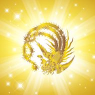 Phoenix in golden background