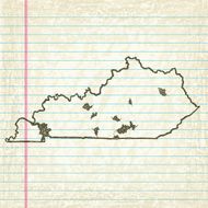 Vector Sketchy Map on Old Lined Paper Background Kentucky N2