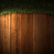 Blank Light Wooden background with Christmas garland