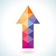 Bright colorful arrow shape in modern polygonal crystal style N3