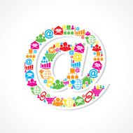 Social media icons make email sign stock vector